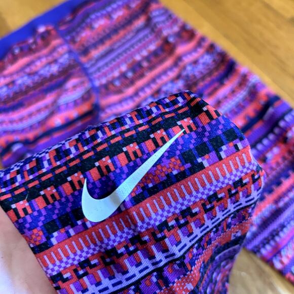 Nike Pro Nordic Legging Womens Size Small Purple Pink Red Fleece Running - Picture 4 of 4